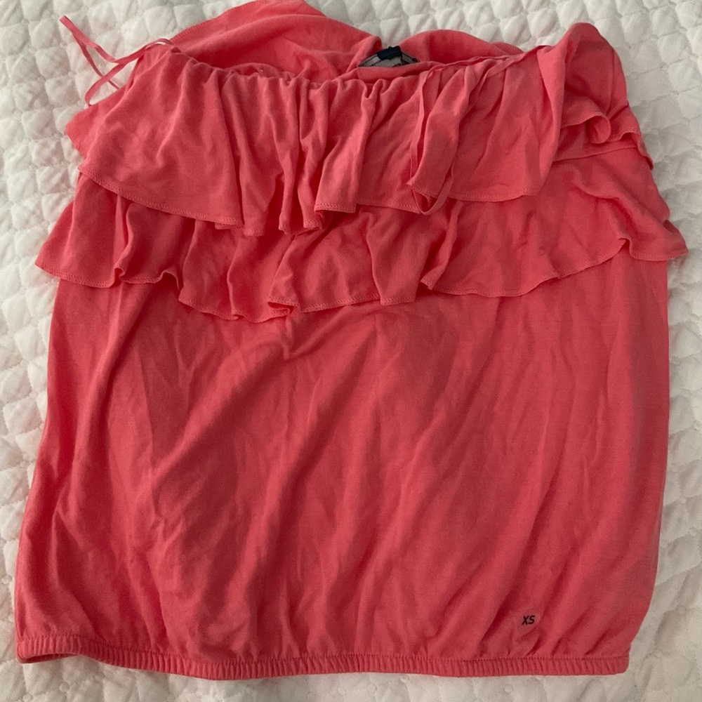 American Eagle Outfitters Coral Ruffle Blouse
